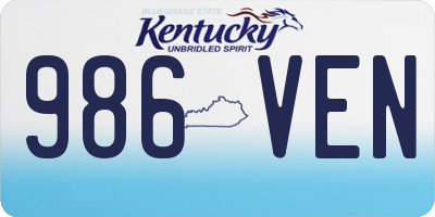 KY license plate 986VEN
