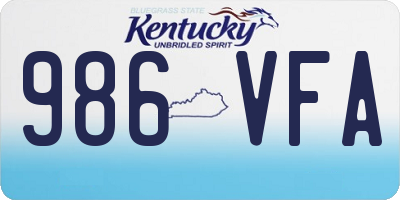 KY license plate 986VFA