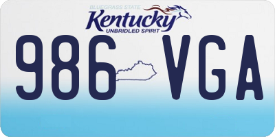 KY license plate 986VGA