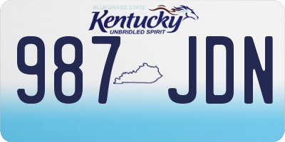 KY license plate 987JDN