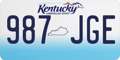 KY license plate 987JGE