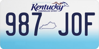 KY license plate 987JOF