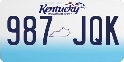 KY license plate 987JQK