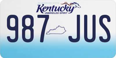 KY license plate 987JUS