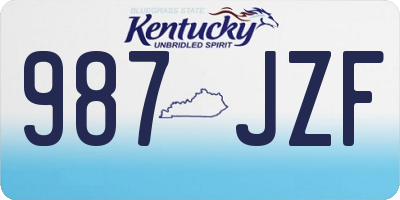 KY license plate 987JZF