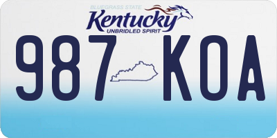 KY license plate 987KOA