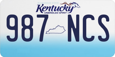 KY license plate 987NCS