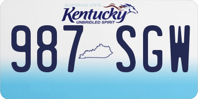 KY license plate 987SGW