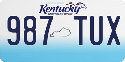 KY license plate 987TUX