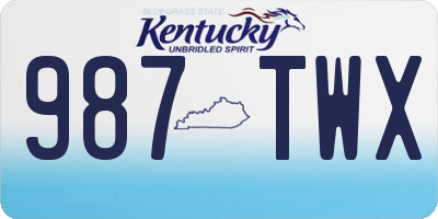 KY license plate 987TWX