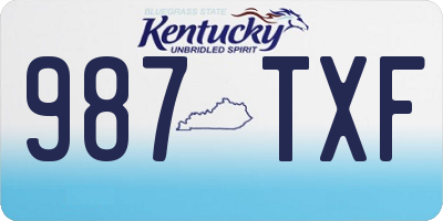 KY license plate 987TXF