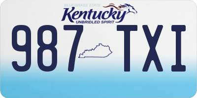 KY license plate 987TXI