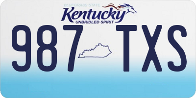 KY license plate 987TXS