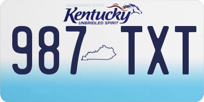 KY license plate 987TXT