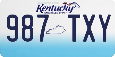 KY license plate 987TXY