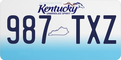 KY license plate 987TXZ