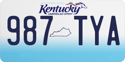 KY license plate 987TYA
