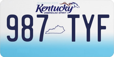 KY license plate 987TYF