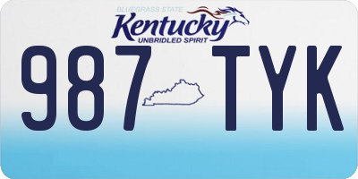 KY license plate 987TYK