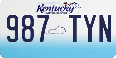 KY license plate 987TYN