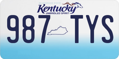 KY license plate 987TYS