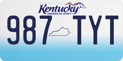 KY license plate 987TYT
