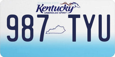 KY license plate 987TYU