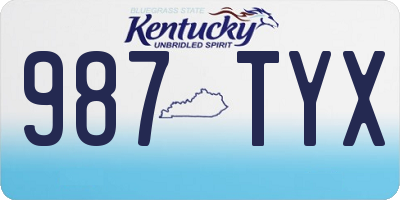 KY license plate 987TYX