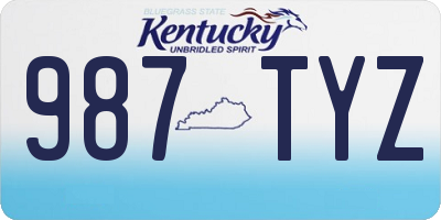 KY license plate 987TYZ