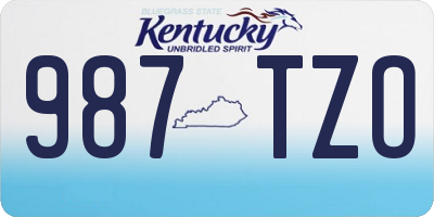 KY license plate 987TZO