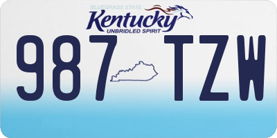 KY license plate 987TZW