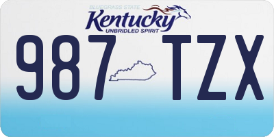 KY license plate 987TZX