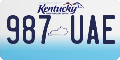 KY license plate 987UAE