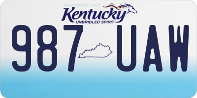 KY license plate 987UAW