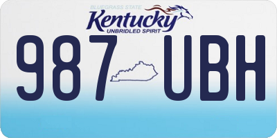 KY license plate 987UBH