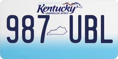 KY license plate 987UBL