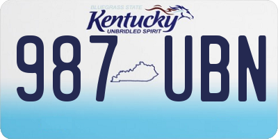KY license plate 987UBN