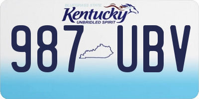 KY license plate 987UBV