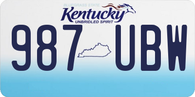 KY license plate 987UBW