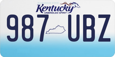 KY license plate 987UBZ