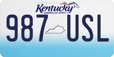 KY license plate 987USL