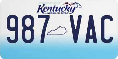 KY license plate 987VAC