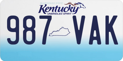KY license plate 987VAK