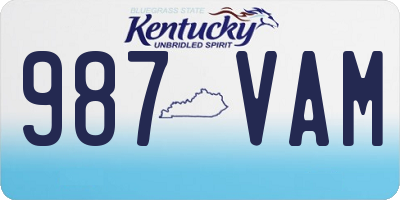 KY license plate 987VAM