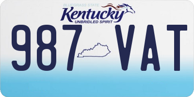 KY license plate 987VAT