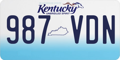 KY license plate 987VDN