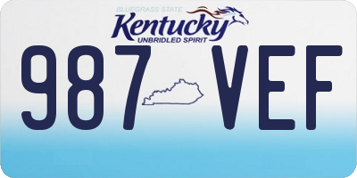 KY license plate 987VEF
