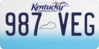 KY license plate 987VEG