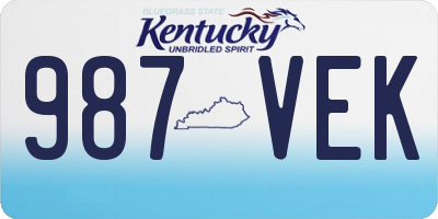 KY license plate 987VEK
