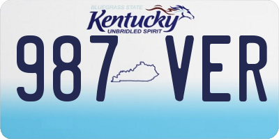 KY license plate 987VER